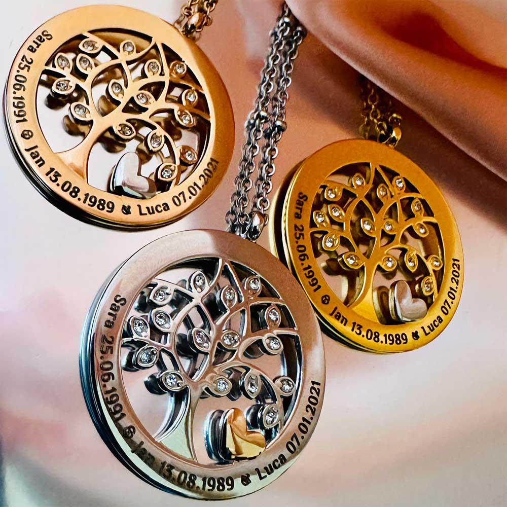 Lebensbaum Gravur-Halskette